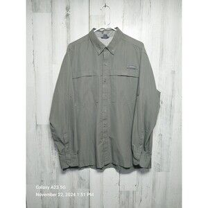 Eddie Bauer Mens XL L/S Button Vented Wicking Shirt Roll-Up Sleeve Green